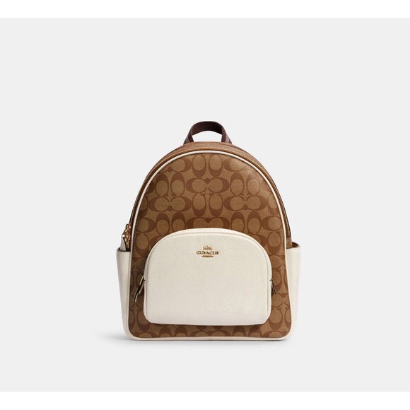 NWT Coach Court Brown Backpack In Blocked Signature Canvas $498 Retail - Picture 10 of 15